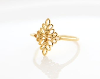 Gold filigree ring • Thin gold ring with filigree • Filigree gold ring • Gifts for her