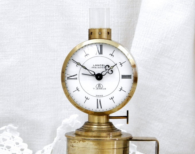 Quality Working Vintage Mid Century Swiss Mechanical Lancel 7 Jewels Alarm Clock, French Mid Century Decor, Retro Home Interior, Timepieace