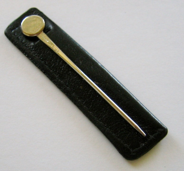 Vintage...Sterling Silver Toothpick Made by Ricard Avedon w/Leather Sleeve