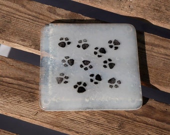 Glass Straw- Teal with White Paw Print (Set of 2)