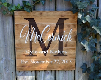 Personalized Wedding Gift, Custom Name Sign, Cedar Last Name Wood Sign, Rustic Family Established Sign, Personalized Name Sign