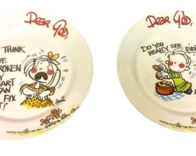 Royal Norfolk Porcelain Plates, Dear God By Anna, Whimsical Religious Wall Hanging Plates, Wall Art