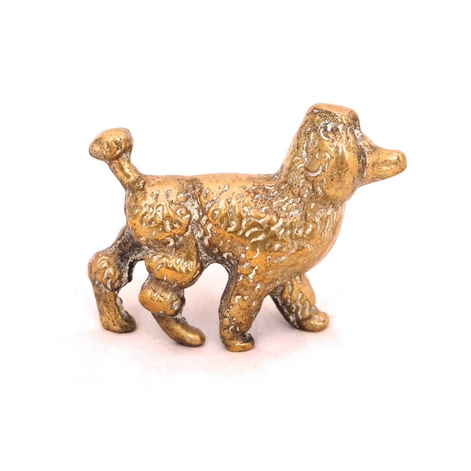 Vintage Miniature Solid Brass Dog Figurine Brass Poodle