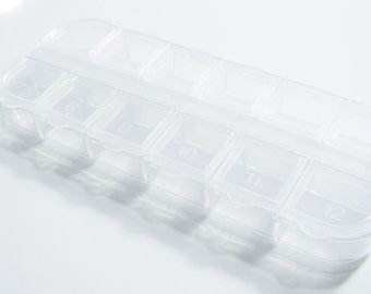 12 Compartment Empty Storage Box Case 5 Inches by 2 Inches Bead or Rhinestone Craft Container Individual Seperate Lids 1 Piece