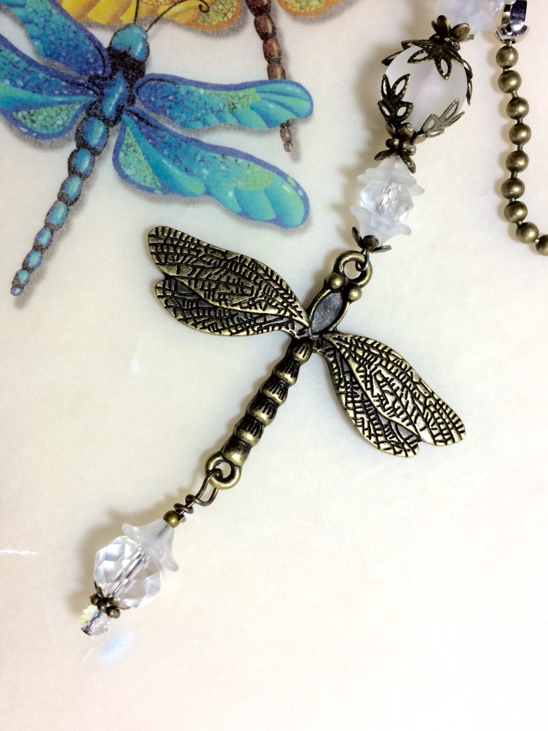 Dragonfly pull chain light pull ceiling fan pull ball chain
