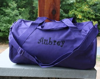 Girls Personalized Purple Barrel Duffle Bag Overnight Bag Gym Bag Monogrammed Dance Bag
