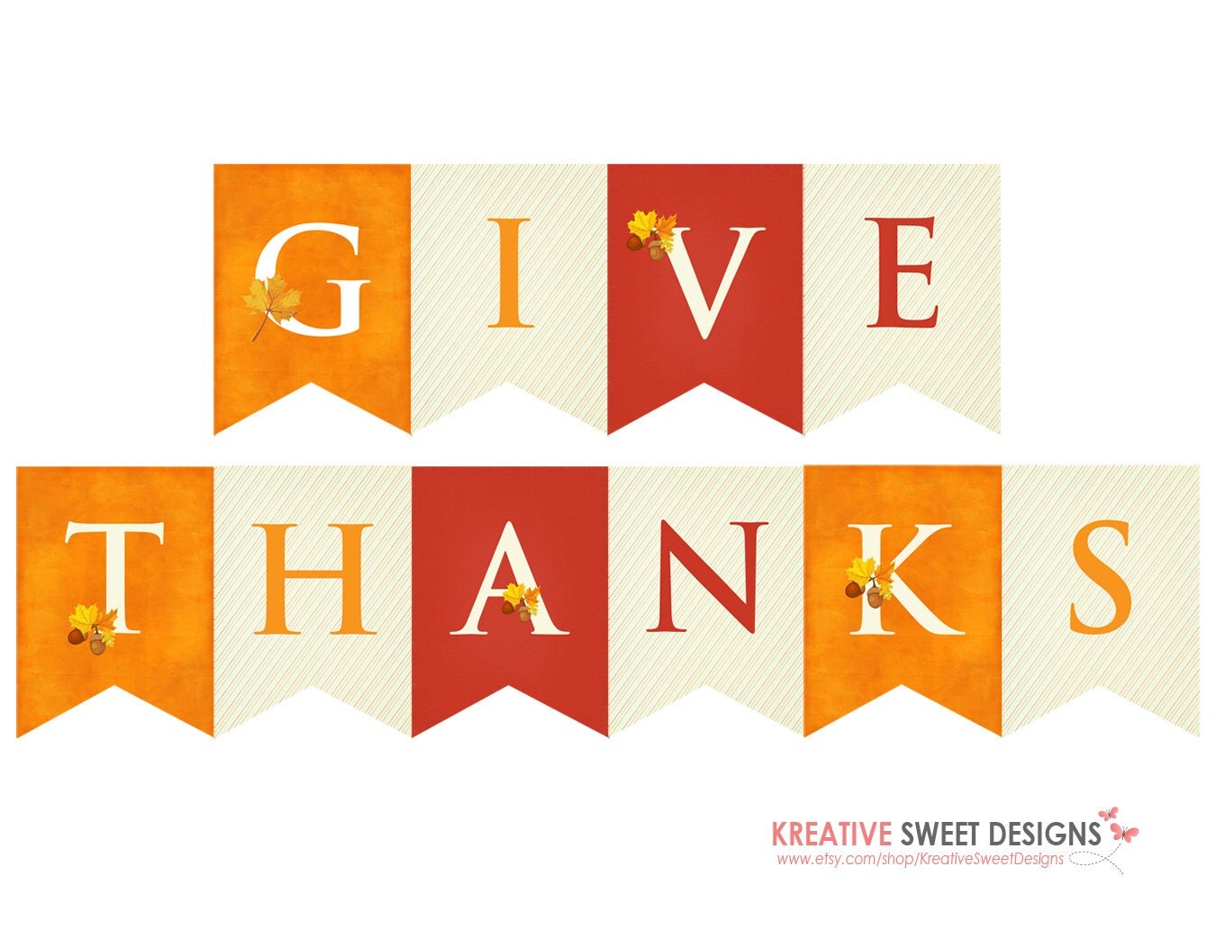 DIGITAL Give Thanks Banner : Printable by KreativeSweetDesigns