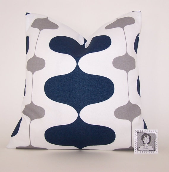 Navy Outdoor Pillow Dark Blue PILLOW by Cathyscustompillows