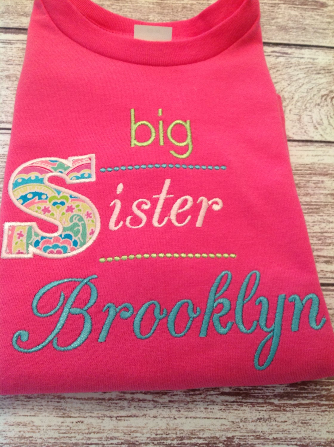 big sister applique shirt