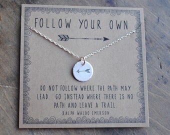 Follow Your Own Arrow Necklace personalized graduation . Tiny Arrow inspirational necklace . Graduation Gift . Travel Gift Wanderlust