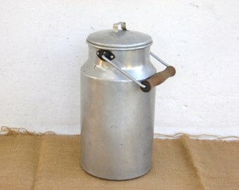 Vintage Aluminum Milk Can - Kitchenalia - Enamelware - Home Decor