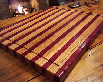 Large Butcher Block Large Butcher Block Cutting Board Purple Heart And Oak Two Inches Thick