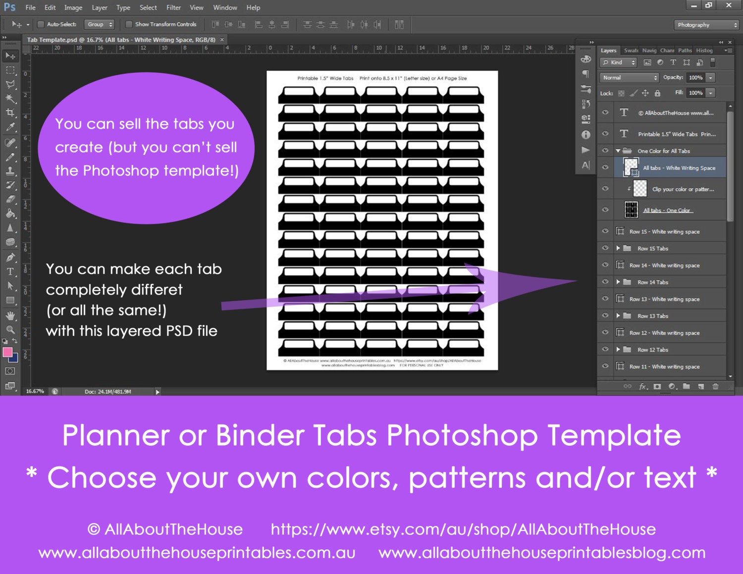 Printable Planner Tab template for planners household binder
