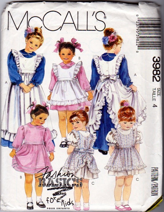 Little Girls Size 4 Gown Pinafore and Dress Sewing Pattern