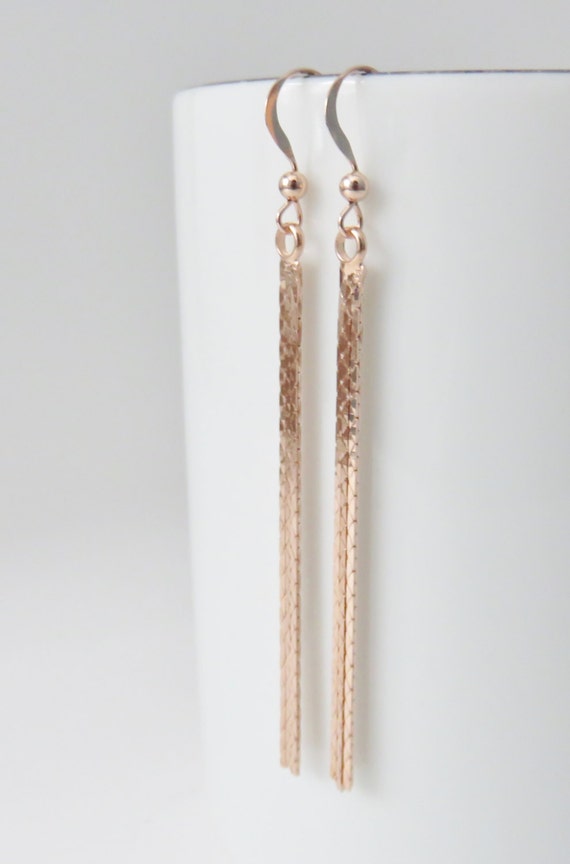 Rose Gold Tassel Earrings tassel earrings fringe earrings