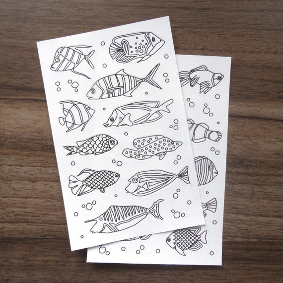 coloring stickers fish stickers planner by AnnaGrundulsDesign