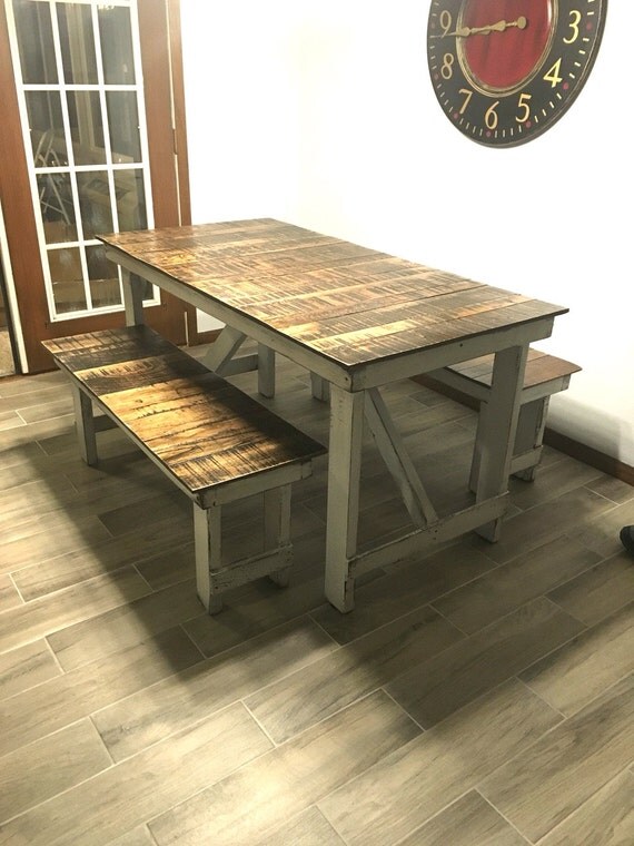 5' French Country Cottage Dining Table & Bench by SereneVillage