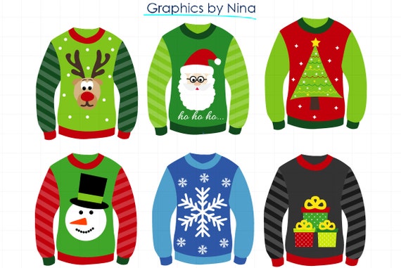 INSTANT DOWLOAD Christmas Ugly Sweater Clipart Scrapbook