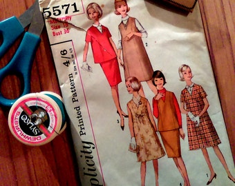 Vintage maternity sewing pattern Simplicity dress pattern 5571 size 16 60s dress vintage sewing pattern shift dress pattern for women sewing