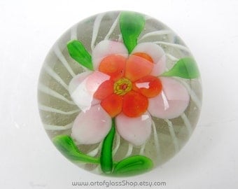 Chinese lamp work flower glass paperweight