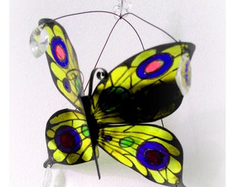 Coffee Tin Butterfly decoration (Yellow )