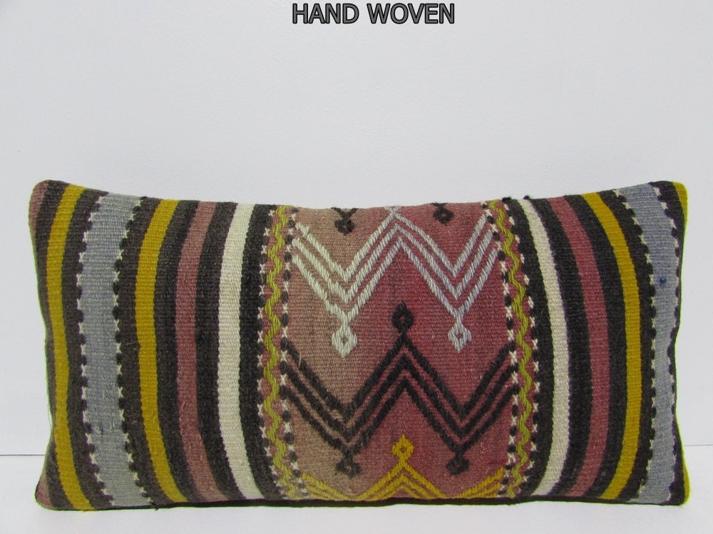 decorative pillow kilim lumbar pillow rustic pillow case