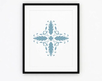 Otomi Art, Blue Wall Art Poster, Blue Digital Print, Otomi Home Decor, Blue Instant Download, Digital Download