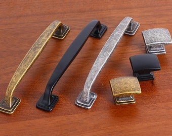 3.75" 5" Cabinet Pulls Door Handles Knobs Drawer Pulls / Drawer Pull Handles / Dresser Pulls Handle Antique Bronze Silver Black 96 128 mm