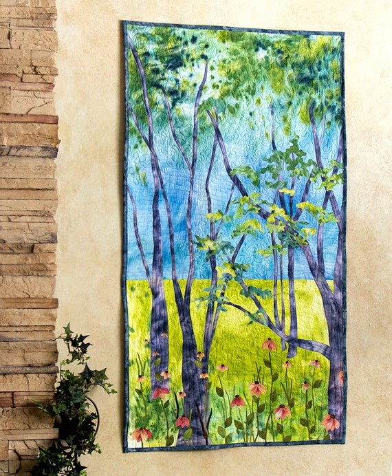 Hand painted fabric art quilt wallhanging One Fine Day
