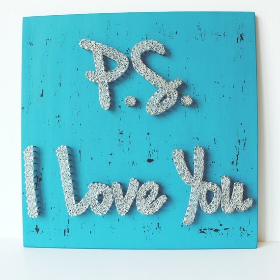 Items similar to PS I Love You String Art Wall Decor, Love Wall Decor, Reclaimed Wood Home Decor