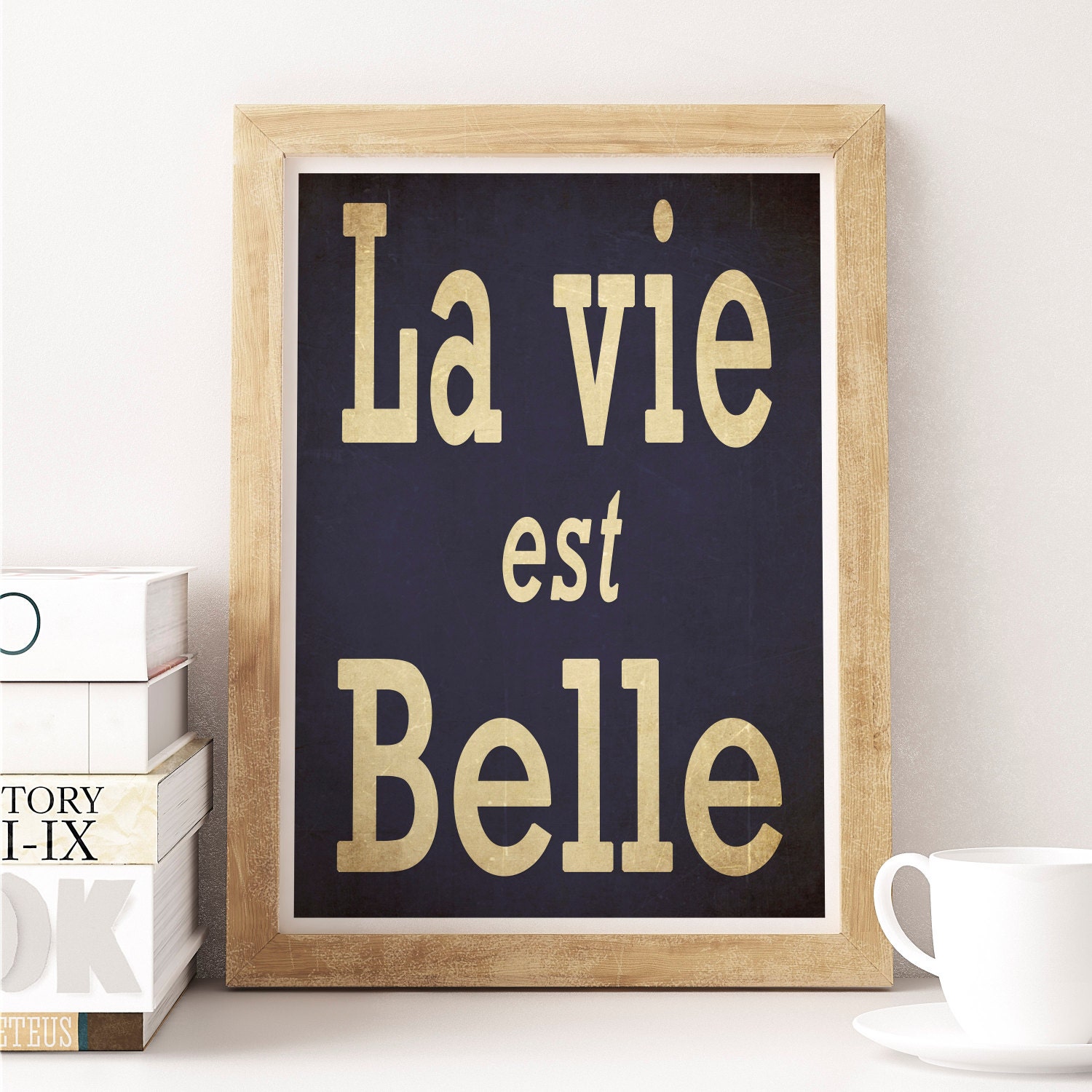 French Typographic poster vintage print Life Is Beautiful