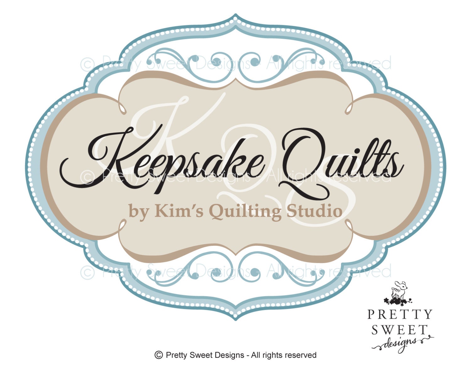 Quilting Logo Design Custom hand made by MyPrettySweetDesigns