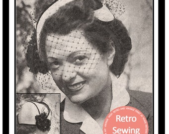 1950s Vintage French Sewing Pattern - Hat - PDF Sewing Pattern - Instant Download