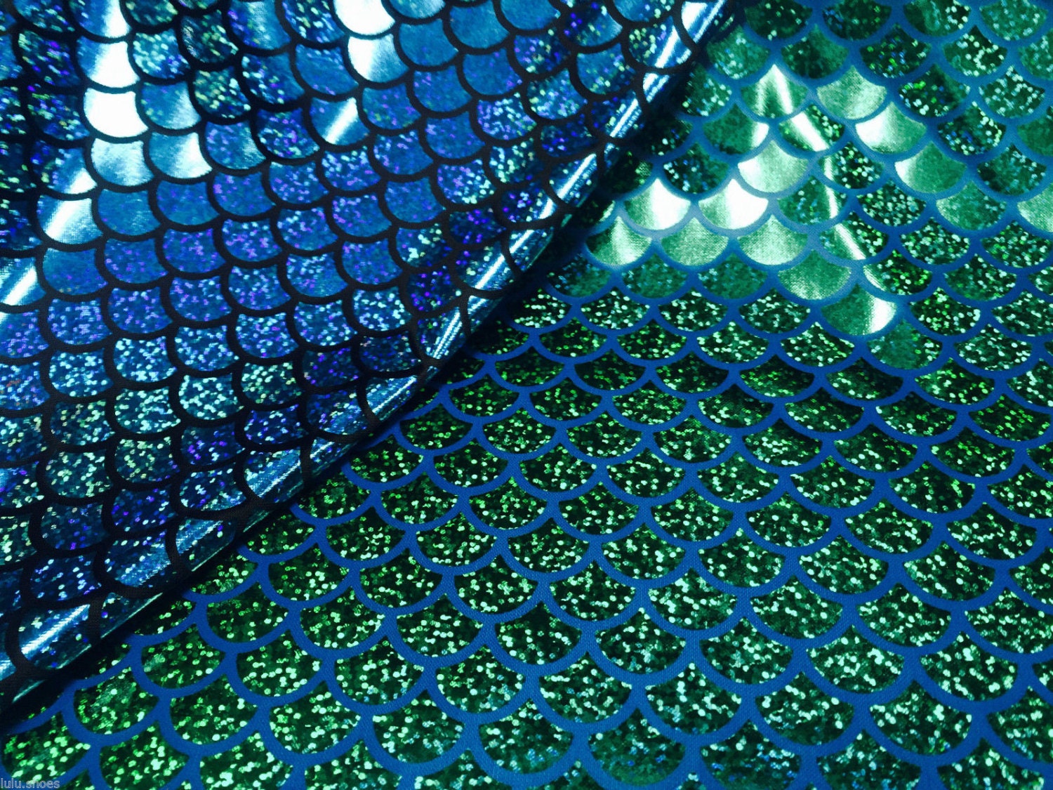 Jersey MERMAID Scale Fabric Fish Tale Foil No Stretch