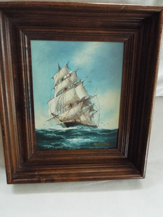 Maritine Clipper ship oil painting signed J.James Nautical