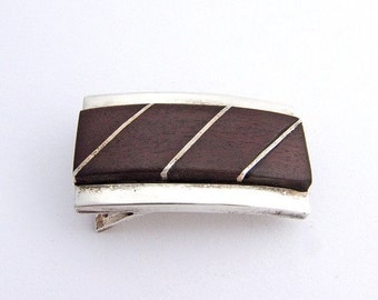 SaLe! sALe! Modernist Belt Buckle Sterling Silver Wood