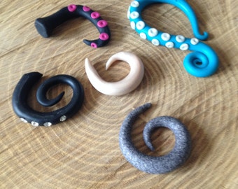 8mm 0G * Spirals elegant earrings for stretched ear. Psy. Goa. Rave. NoaGoa