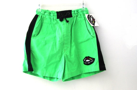 Vintage 80s shorts jams neon green new old stock