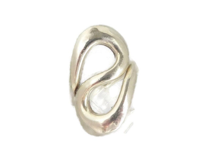 Sterling Silver Abstract Ring, Vintage Israel Curvy Ring, Modernist Ring, Gift Idea, Size 6