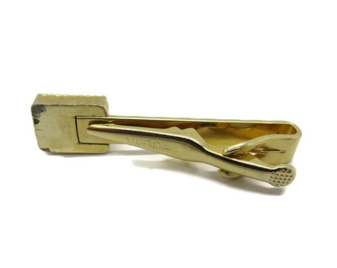 Vintage SWANK Faux Jade Gold Tone Tie Clip