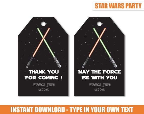 Star Wars Favor Tag Star Wars Thank You Tag by blueBUBBLEstudio