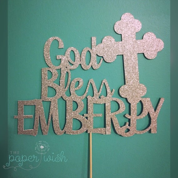 God Bless Cake Topper Baptism Cake Topper Christening Cake