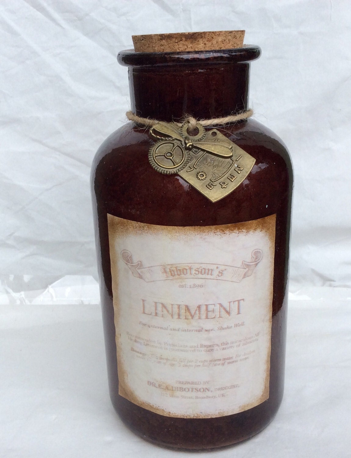 Old fashioned glass vintage style medicine jar bronze speckled