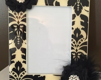 Damask embellished picture frame
