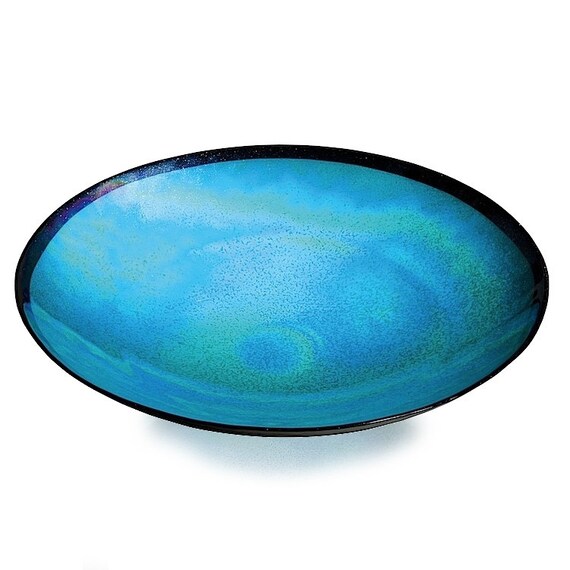 Murano glass plate blue modern genuine Italian piece