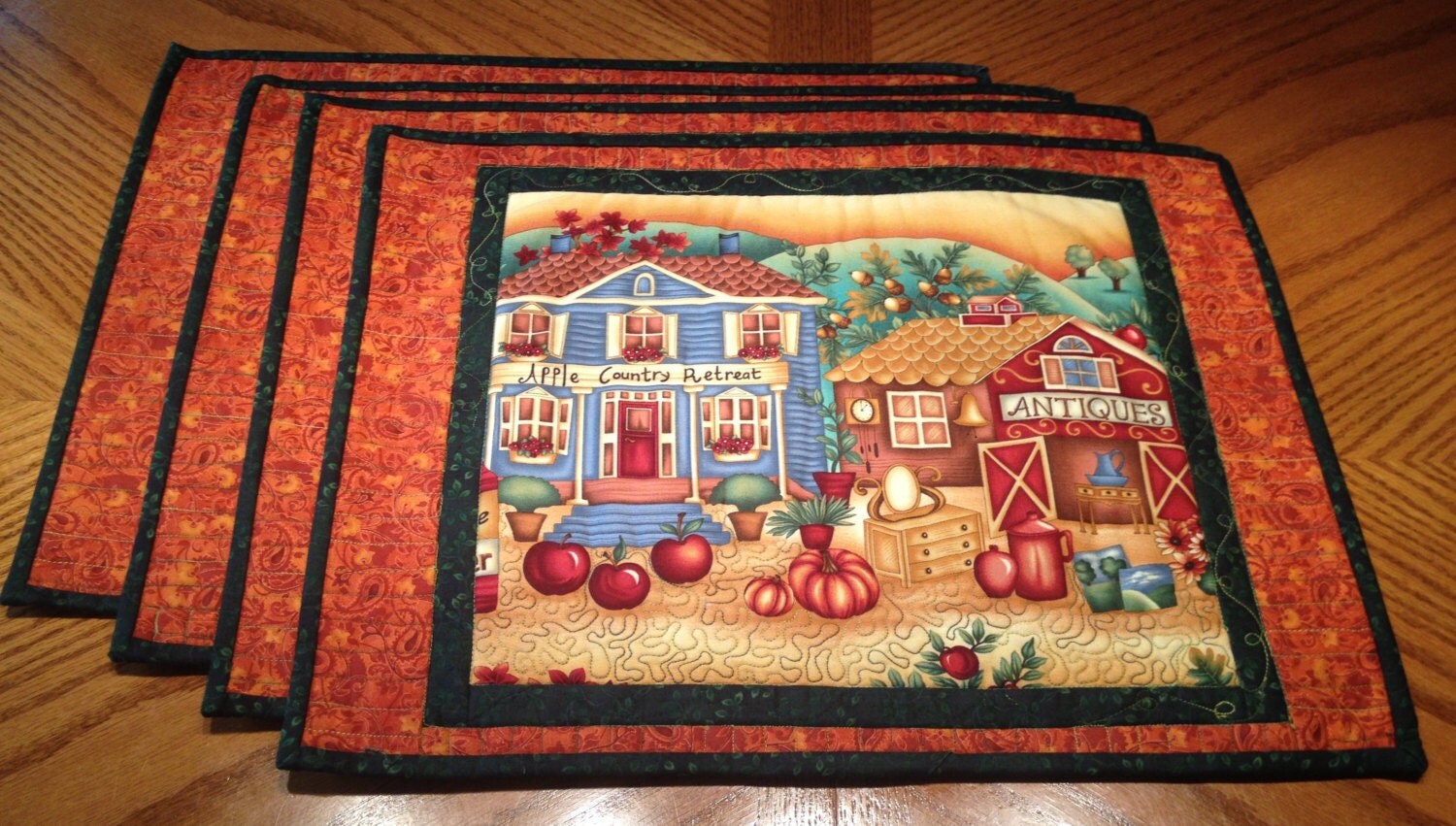 Country Themed Quilted Placemats set of 4 by BazingaStitch on Etsy