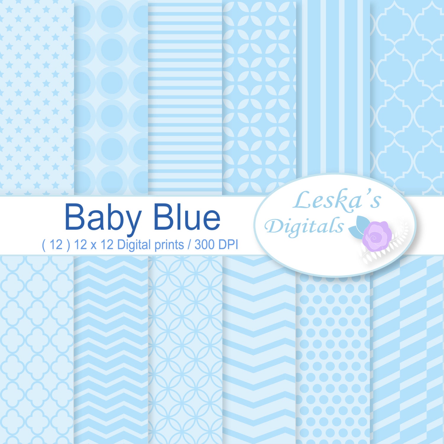 Baby Blue Digital Paper: BABY BOY Blue Scrapbook