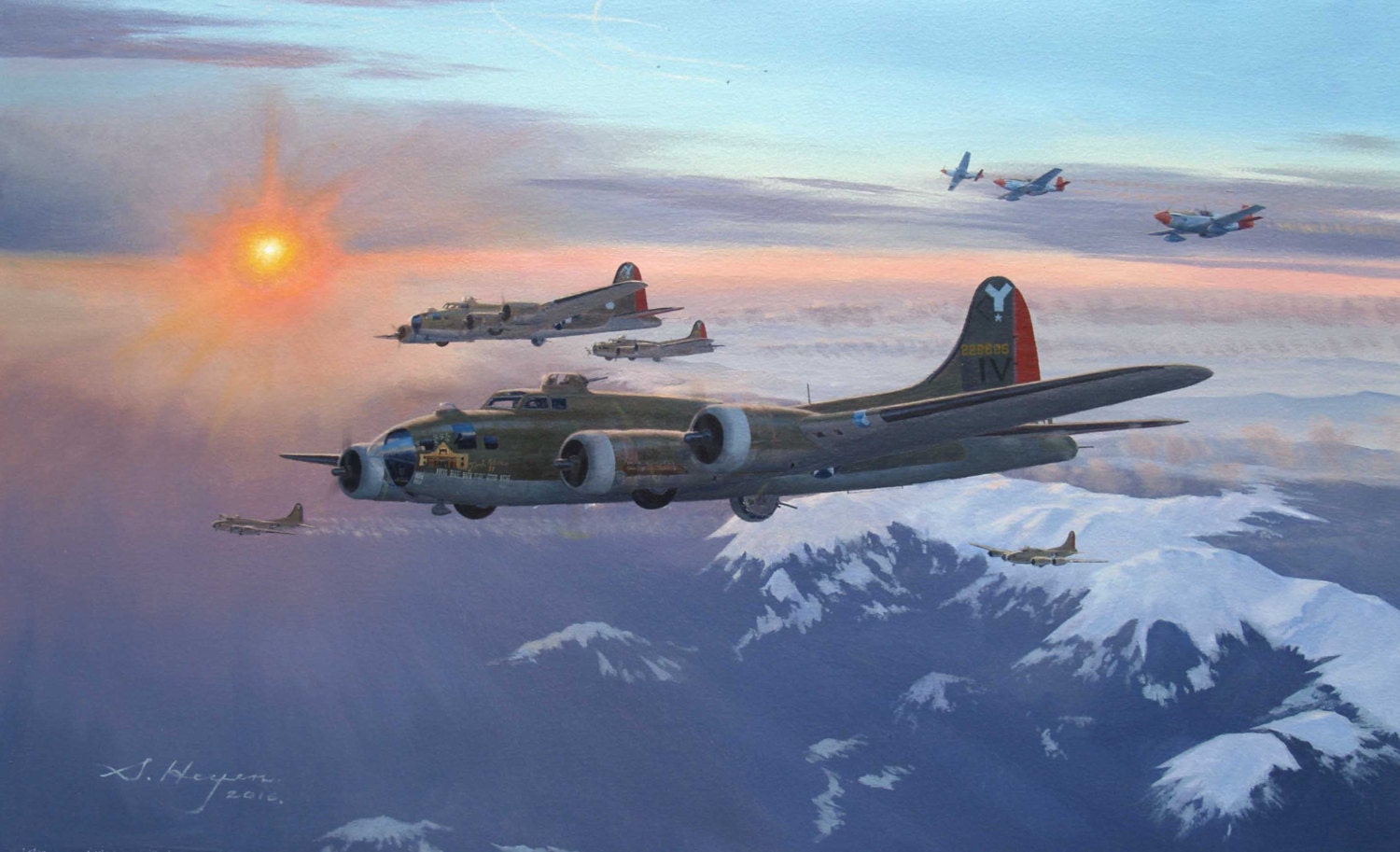 B 17 Flying Fortress Fort Alamo original aviation art