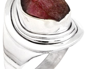 Solid Platinum Solitaire Pink Tourmaline and 1/8 Cttw Diamond