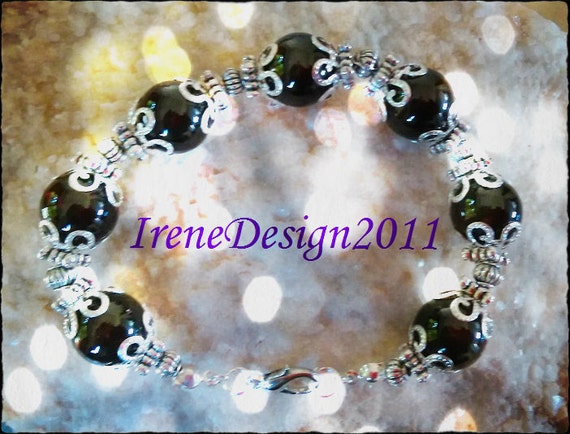 Silver Jewelry Set, Earrings & Bracelet, with Garnet by IreneDesign2011